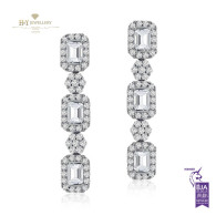 White Gold Drop Earrings With Emerald and Brilliant Cut Diamonds D-G , VS1-VS2