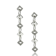 Geometric White gold and Diamond Drop Earrings