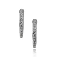 White Gold Hoop Diamond Earrings 