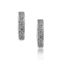 White Gold Small Hoop Earrings With Diamonds