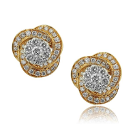 Rose Gold and Diamond Swirl Earrings 