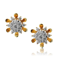 Rose Gold Flower Diamond Earrings 