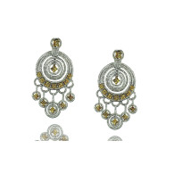 White Gold Earrings With Brilliant Cut Yellow Sapphire And Brilliant Cut Diamonds