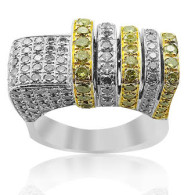 White Gold Ring With Fancy Yellow Brilliant Cut Diamonds