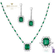 White Gold Emerald and Diamond Set - 45.03 ct