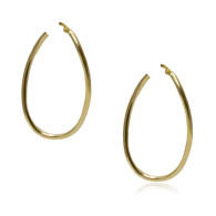 Yellow Gold Simple Oval Hoop Earrings