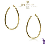 Yellow Gold Simple Oval Hoop Earrings