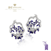 White Gold Earrings Set with Sapphires and Diamonds - 12.78 ct