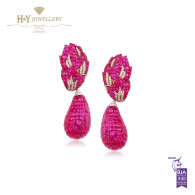 White Gold Earrings set with Pink Sapphires and Diamonds - 85.24 ct
