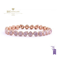 Rose Gold Mixed Cut Fancy Pink Diamond Bracelet - 7.33 ct