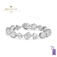 White Gold Mixed Cut Diamond Bracelet - 18.59 ct