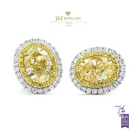 Oval Fancy Yellow Diamond Earrings - 4.91 ct