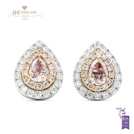 Fancy Pink Diamond Stud Earrings with White Diamonds - 0.74 ct