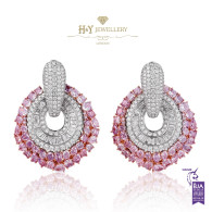 Fancy Mixed Cut Pink Diamond Earrings - 14.46 ct