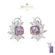 Fancy Cushion Cut Pink Diamond and Marquise Cut Diamond Earrings - 2.43 ct