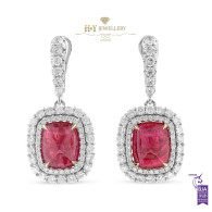 Cabochon Ruby Earrings with Diamonds - 14.84 ct 