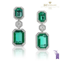 Natural Emerald Earrings - 22.14 ct