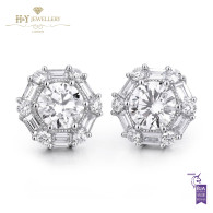 White Gold Diamond Stud Earrings - 1.75 ct