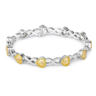 White Gold Fancy Yellow Heart Bracelet - 9.53 ct