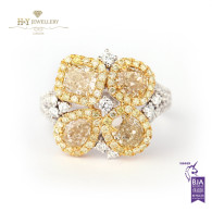  Fancy Yellow Diamond Ring with White Diamonds - 3.21 ct