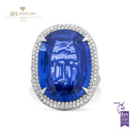 NATURAL SRI-LANKA SAPPHIRE AND DIAMOND RING - 32.35 ct
