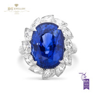 White Gold Sapphire Ring with Diamonds - 16.64 ct