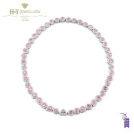 White Gold Fancy Mixed Cut Pink and Trilliant Cut Blue Diamond Necklace - 18.84 ct