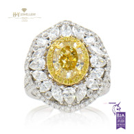 Fancy Oval Yellow Diamond Ring VS2 , G-H