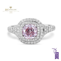 White Gold Cushion Cut Light Pink Diamond Ring - 1.51 ct