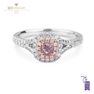 Fancy Pink Radiant Cut Diamond Ring - 0.56 ct