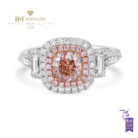 White Gold Cushion Cut Fancy Pink Diamond Ring - 2.03 ct