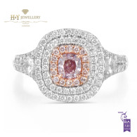 White Gold Cushion Cut Fancy Pink Diamond Ring - 1.14 ct