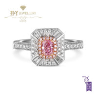 White Gold Cushion Cut Fancy Pink Diamond Ring - 0.85 ct