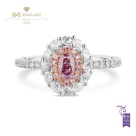 White Gold Fancy Pink Oval Ring with White Diamonds - 0.89 ct