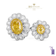 White Gold Double Flower Fancy Yellow Ring - 4.73 ct
