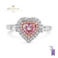 White Gold Pink Diamond Heart Ring - 0.90 ct