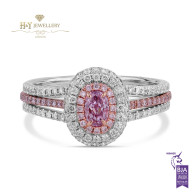 White Gold Oval Cut Pink Diamond Ring - 0.95 ct