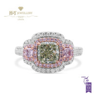 White Gold Fancy Green Cushion Cut Diamond Ring - 2.32 ct