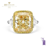 White Gold Cushion Cut Fancy Yellow Diamond Ring - 6.85