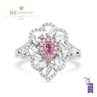 White Gold Fancy Pink Pear Shape and White Diamond Ring - 1.05 ct
