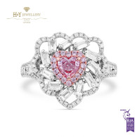 White Gold Fancy Pink Heart Cut Diamond Ring - 1.30 ct