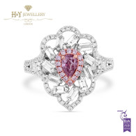 White Gold Fancy Pink Pear Shape and White Diamond Ring - 1.18 ct