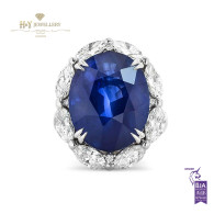 Natural Sri-Lanka Sapphire and Diamond Ring - 18.92ct
