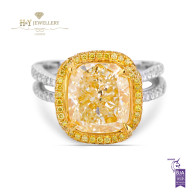White and Yellow Gold with Yellow Diamonds Ring - 6.22 ct