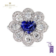 Burma Heart Sapphire and Diamond Ring VS-SI , G-H