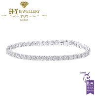 White Gold Round Cut Diamond Tennis Bracelet - 6.02 ct