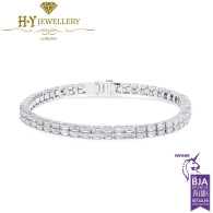 White Gold Emerald Cut Diamond Tennis Bracelet 6.29ct 