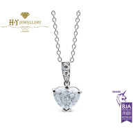 White Gold Heart Shaped Modified Brilliant Diamond Necklace - 2.07 ct
