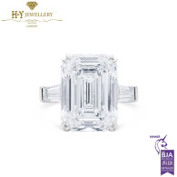 Graff White Emerald Cut Diamond Promise Ring with White Tapered Baguette Diamond Shoulders - 14.19 ct