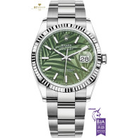Rolex DateJust 36 Oystersteel & White Gold Palm Motif Dial  - ref 126234